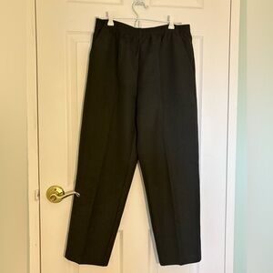 Traditions Petite Charcoal Subtle Plaid Pleated Trousers with Elastic Waist